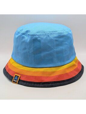 ALDI Employee Swag Blue Rainbow Stripe Discontinued Bucket Hat OSFM Cap Unisex